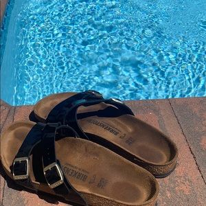 Yao Birkenstock’s shiny black